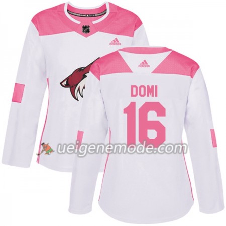 Dame Eishockey Arizona Coyotes Trikot Max Domi 16 Adidas 2017-2018 Weiß Pink Fashion Authentic